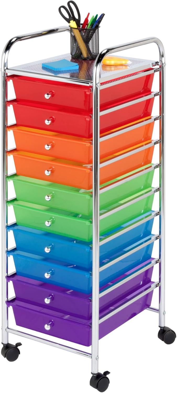 imageHoneyCanDo 3Drawer Plastic Storage Cart on WheelsSilver10Drawer Office Cart