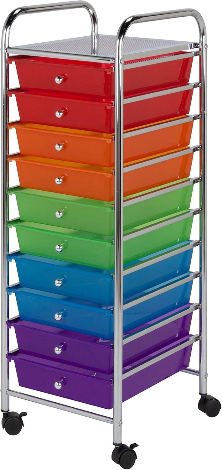 imageHoneyCanDo 3Drawer Plastic Storage Cart on WheelsSilver10Drawer Office Cart