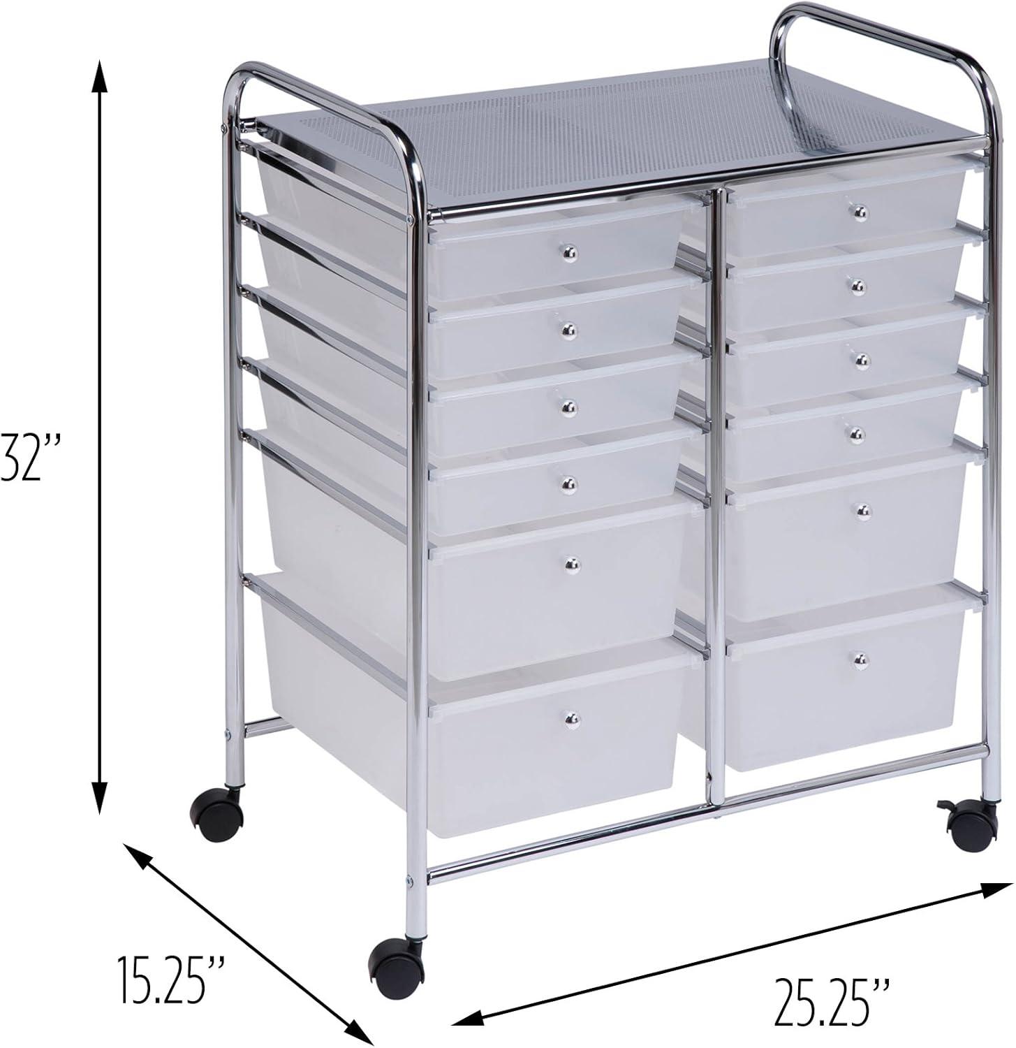 imageHoneyCanDo 3Drawer Plastic Storage Cart on WheelsSilver12Drawer Studio Cart