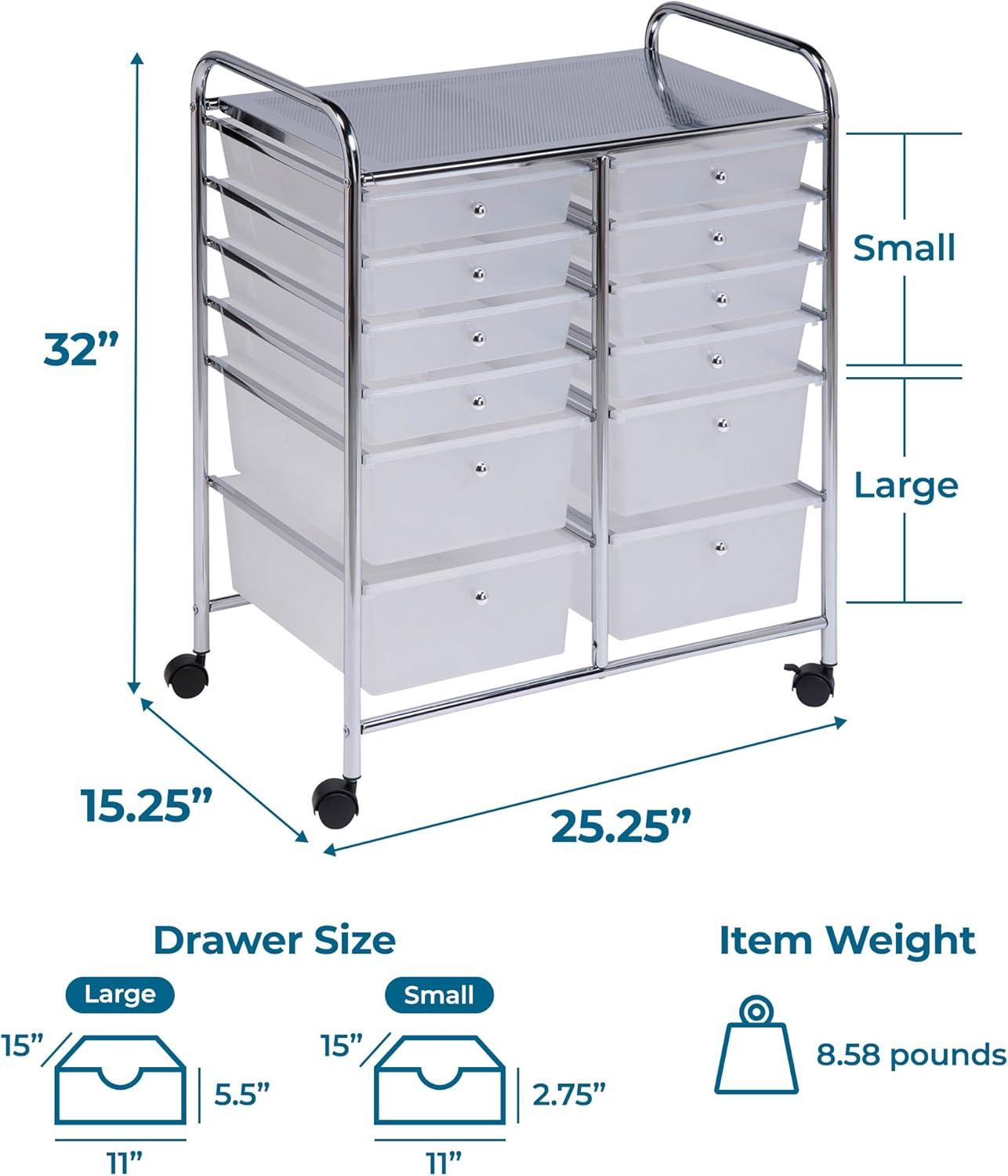 imageHoneyCanDo 3Drawer Plastic Storage Cart on WheelsSilver12Drawer Studio Cart
