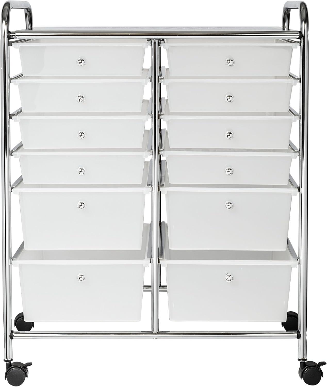 imageHoneyCanDo 3Drawer Plastic Storage Cart on WheelsSilver12Drawer Studio Cart