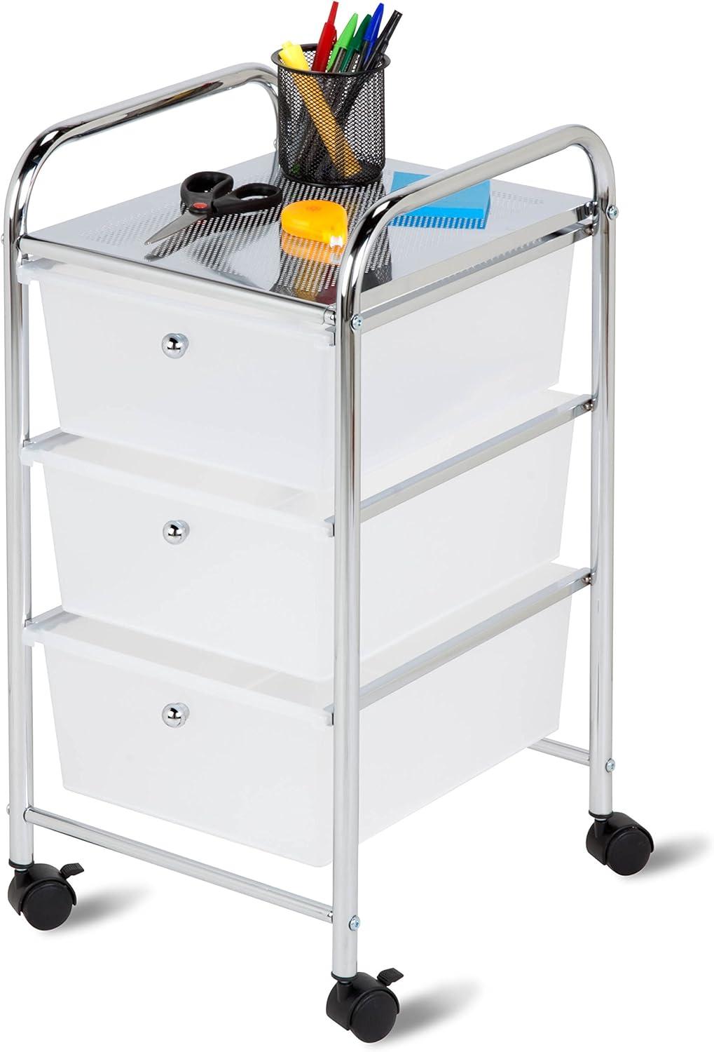 imageHoneyCanDo 3Drawer Plastic Storage Cart on WheelsSilver3Drawer Office Cart