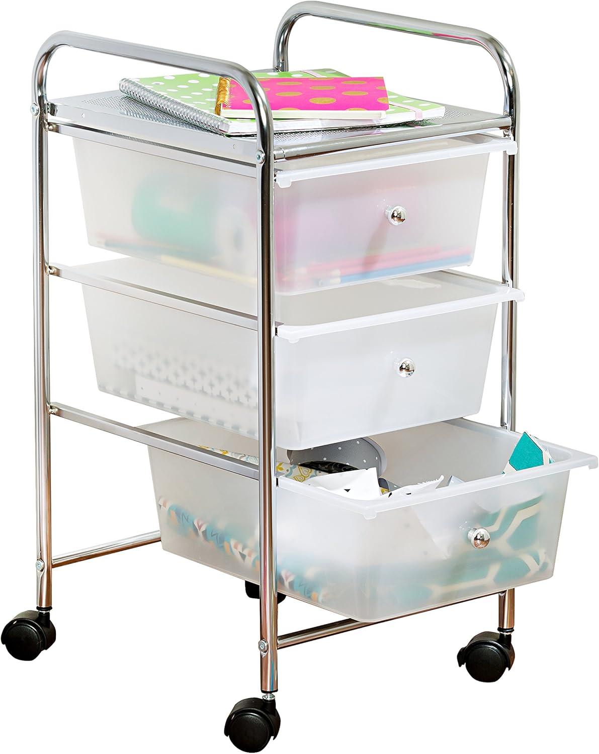 imageHoneyCanDo 3Drawer Plastic Storage Cart on WheelsSilver3Drawer Office Cart