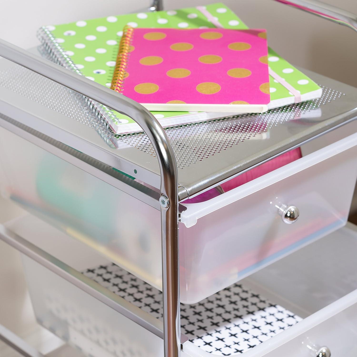 imageHoneyCanDo 3Drawer Plastic Storage Cart on WheelsSilver3Drawer Office Cart