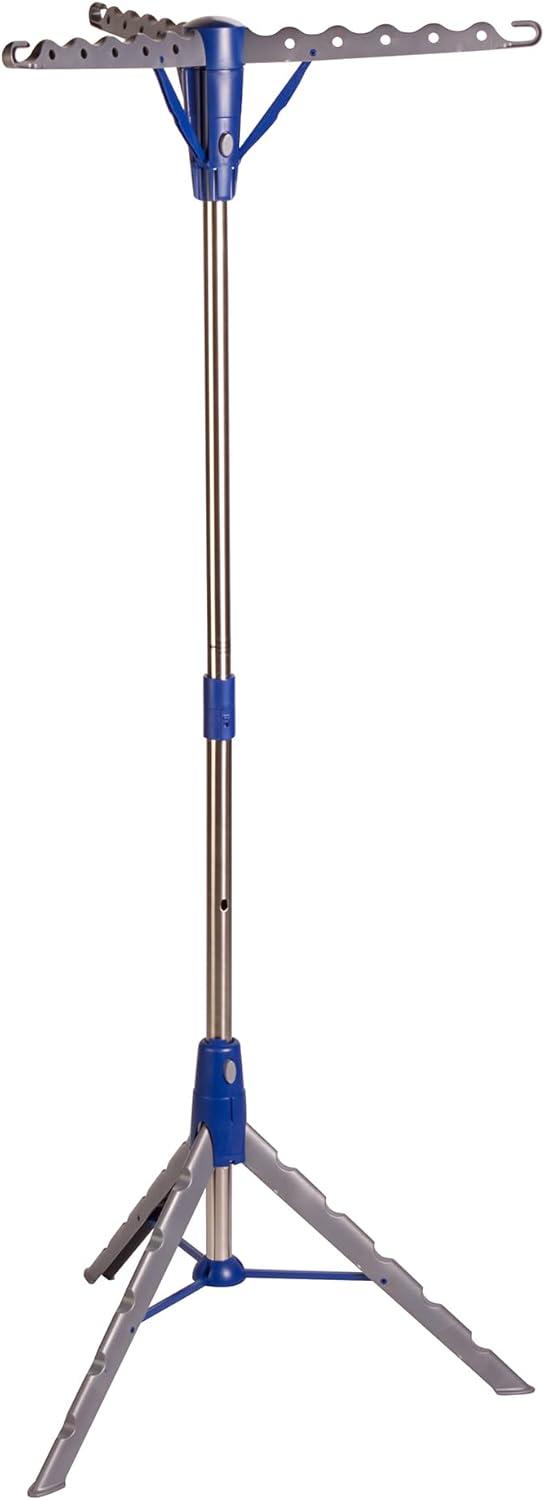 imageHoneyCanDo 64Inch Steel Tripod Clothes Drying Rack Foldable Collapsible Laundry Stand with 3 Rotatable Arms Holds 30 Hangers SpaceSaving Indoor Outdoor Air Dry Rack Blue1 Tier