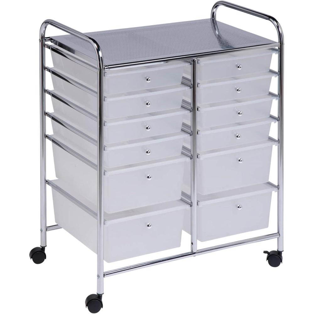 imageHoneyCanDo 3Drawer Plastic Storage Cart on WheelsSilver12Drawer Studio Cart