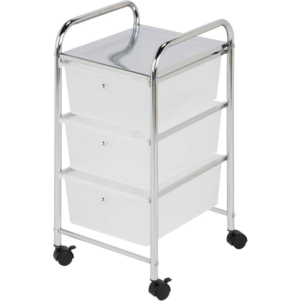 imageHoneyCanDo 3Drawer Plastic Storage Cart on WheelsSilver3Drawer Office Cart