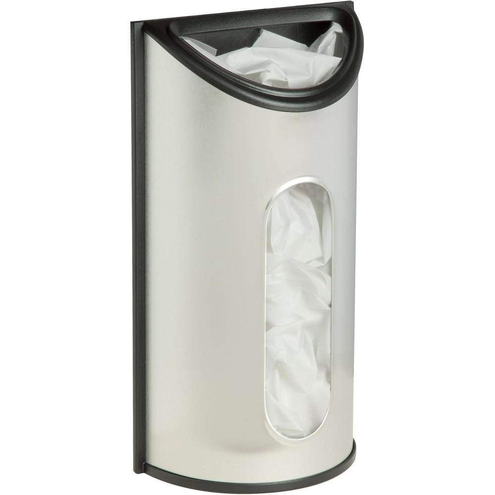 imageHoneyCanDo Stainless Steel Plastic Bag Saver amp Trash Bag Dispenser WallMounted Plastic Bag Organizer for Kitchen Pantry Garage Durable Stainless Steel Storage for Grocery Bags and SpaceSaving
