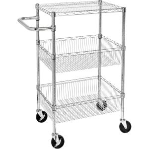 Honey-Can-Do 3 Shelf Chrome Storage Cart CRT-01451 Chrome(3-Tier Rolling Utility Cart)