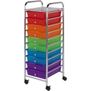 Honey-Can-Do 3-Drawer Plastic Storage Cart on Wheels,Silver(10-Drawer Office Cart)