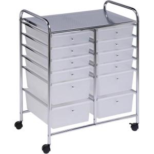 Honey-Can-Do 3-Drawer Plastic Storage Cart on Wheels,Silver(12-Drawer Studio Cart)