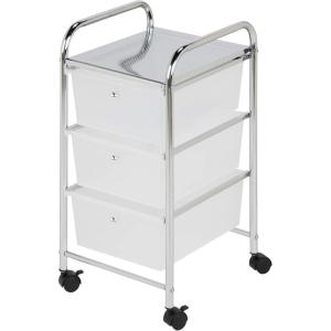 Honey-Can-Do 3-Drawer Plastic Storage Cart on Wheels,Silver(3-Drawer Office Cart)