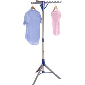 Honey-Can-Do 64-Inch Steel Tripod Clothes Drying Rack, Foldable Collapsible Laundry Stand with 3 Rotatable Arms, Holds 30 Hangers, Space-Saving Indoor Outdoor Air Dry Rack, Blue(1 Tier)
