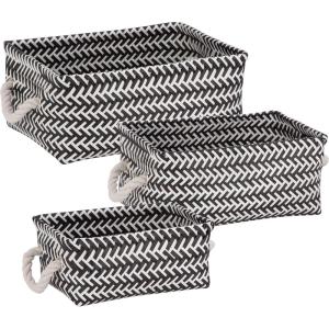 Honey-Can-Do STO-06688 Zig Zag Set of Nesting Baskets with Handles, Set of 3-Pack, Hot Pink(Black)
