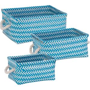 Honey-Can-Do STO-06688 Zig Zag Set of Nesting Baskets with Handles, Set of 3-Pack, Hot Pink(Blue)