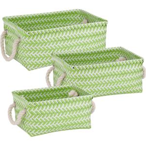 Honey-Can-Do STO-06688 Zig Zag Set of Nesting Baskets with Handles, Set of 3-Pack, Hot Pink(Green)