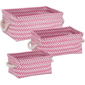Honey-Can-Do STO-06688 Zig Zag Set of Nesting Baskets with Handles, Set of 3-Pack, Hot Pink(Hot Pink)
