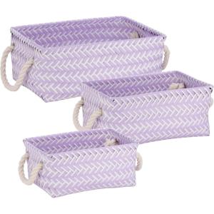 Honey-Can-Do STO-06688 Zig Zag Set of Nesting Baskets with Handles, Set of 3-Pack, Hot Pink(Lilac)