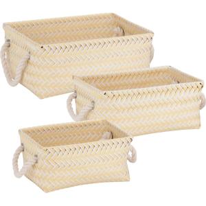 Honey-Can-Do STO-06688 Zig Zag Set of Nesting Baskets with Handles, Set of 3-Pack, Hot Pink(Yellow)