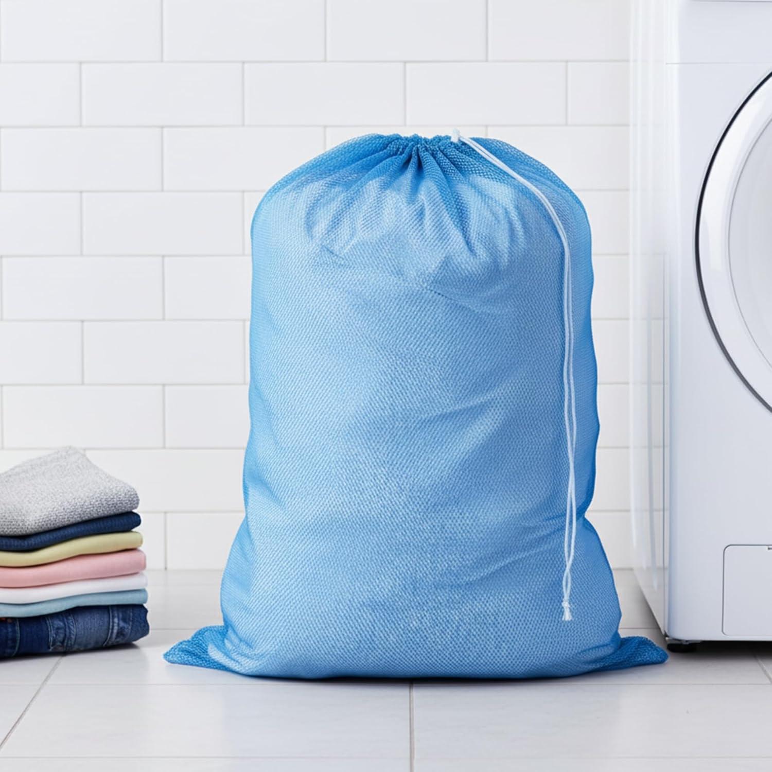 imageHoneyCanDo LBG02811 Mesh Laundry Bag with Drawstring Ocean Blue 25inches L x 36Inches HBlue