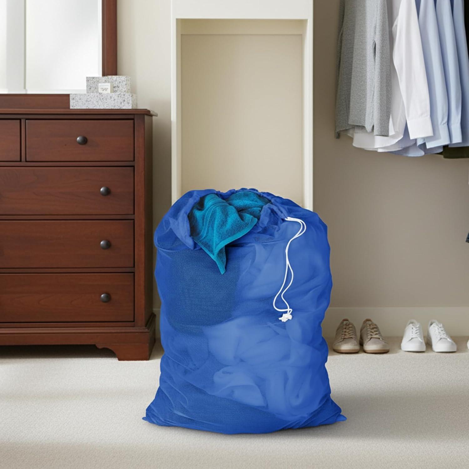 imageHoneyCanDo LBG02811 Mesh Laundry Bag with Drawstring Ocean Blue 25inches L x 36Inches HBlue