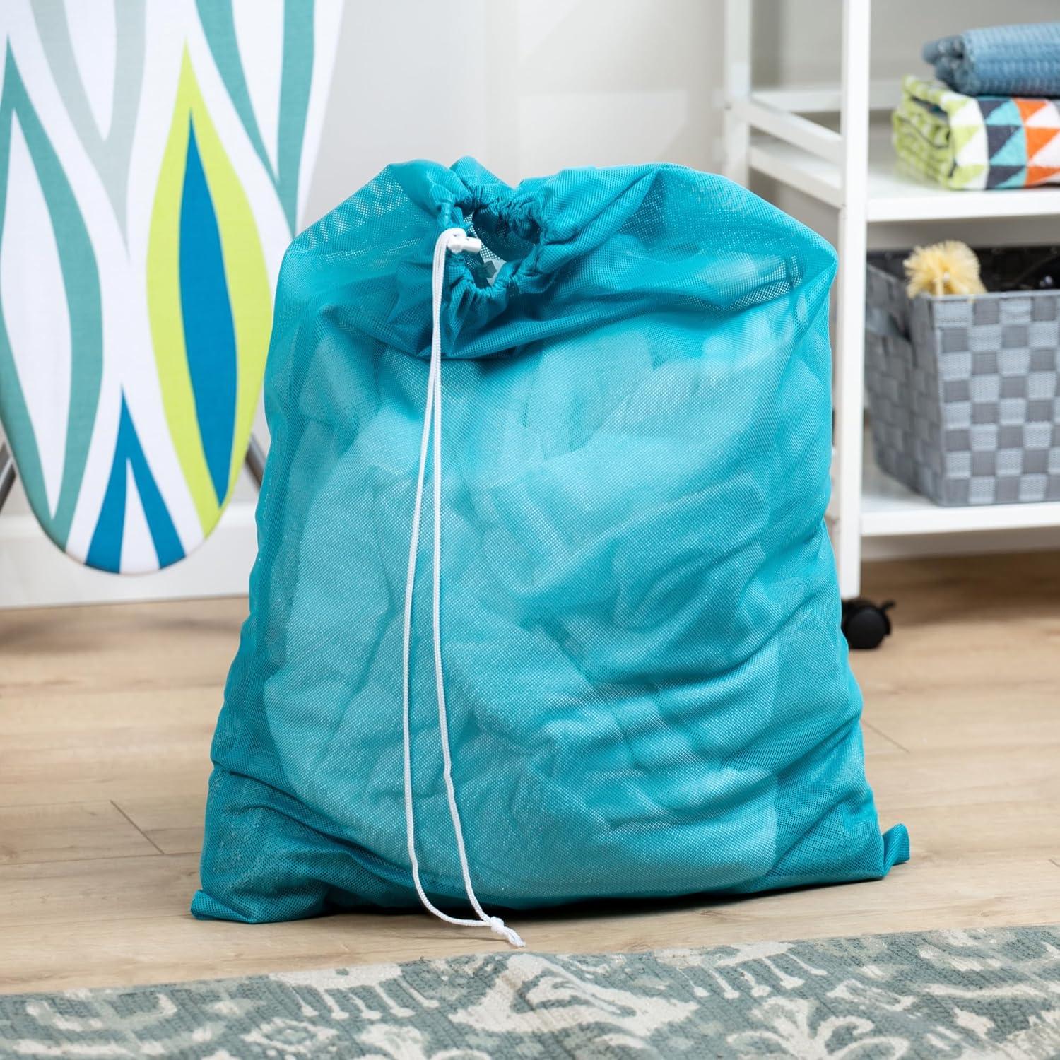 imageHoneyCanDo LBG02811 Mesh Laundry Bag with Drawstring Ocean Blue 25inches L x 36Inches HOcean Blue