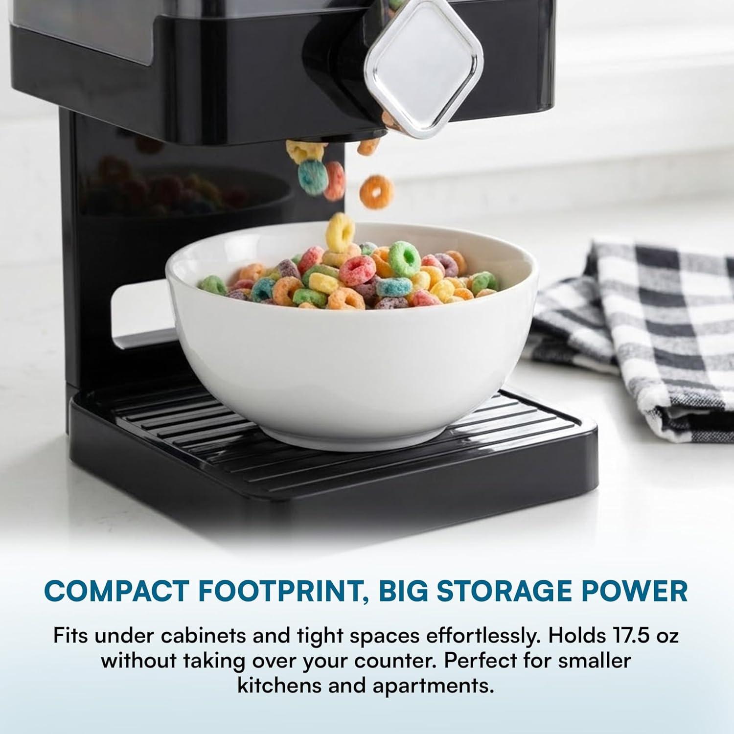imageHoneyCanDo Zevro Compact Dry Food Dispenser Single Control BlackChromeSingle Dispenser