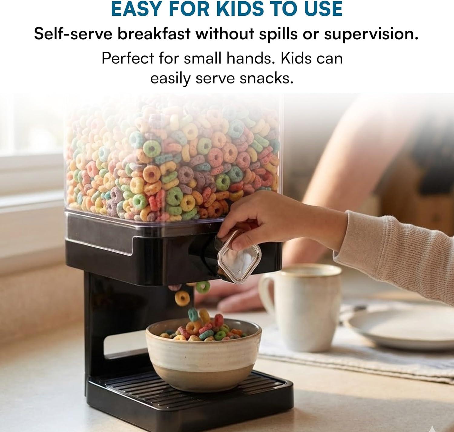 imageHoneyCanDo Zevro Compact Dry Food Dispenser Single Control BlackChromeSingle Dispenser
