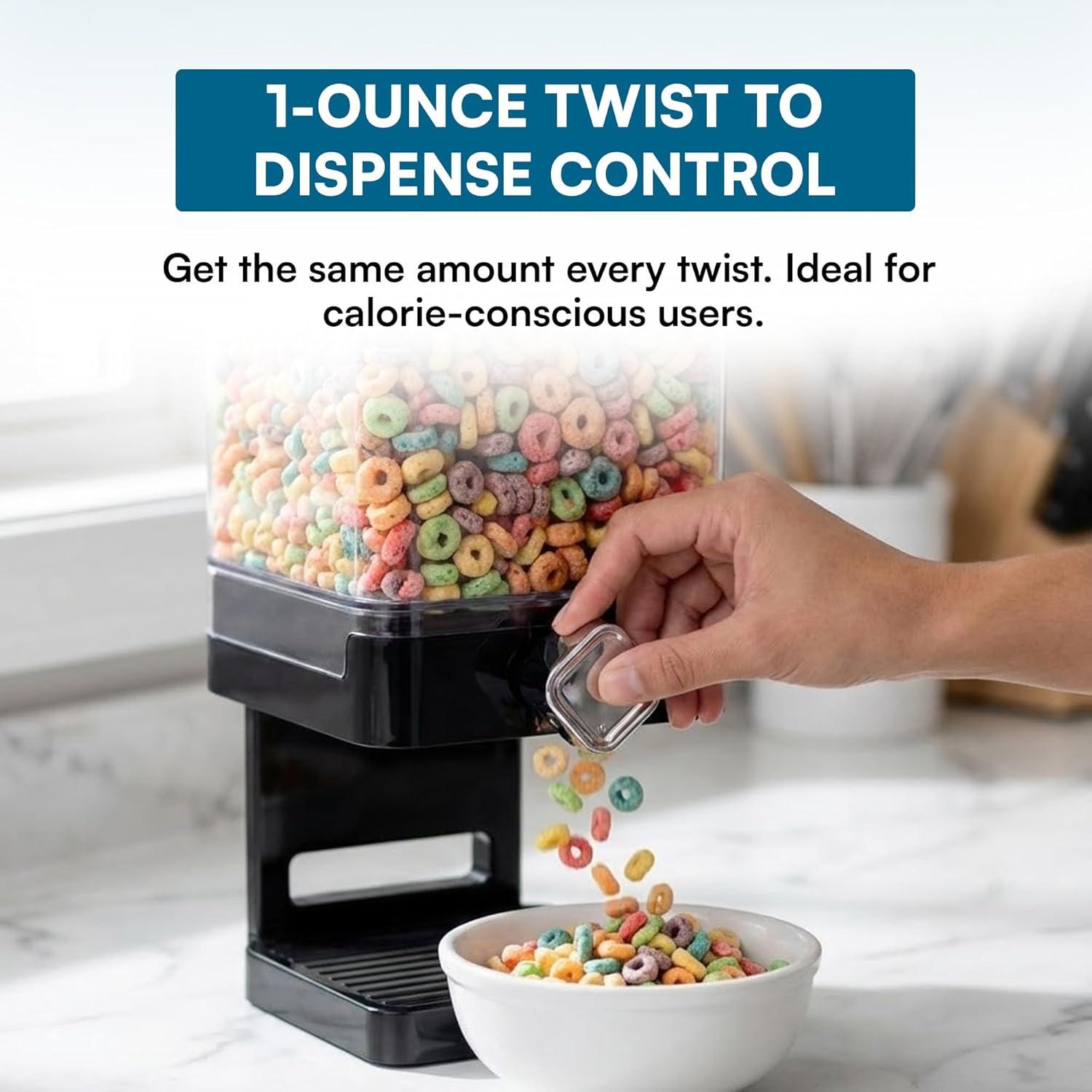 imageHoneyCanDo Zevro Compact Dry Food Dispenser Single Control BlackChromeSingle Dispenser