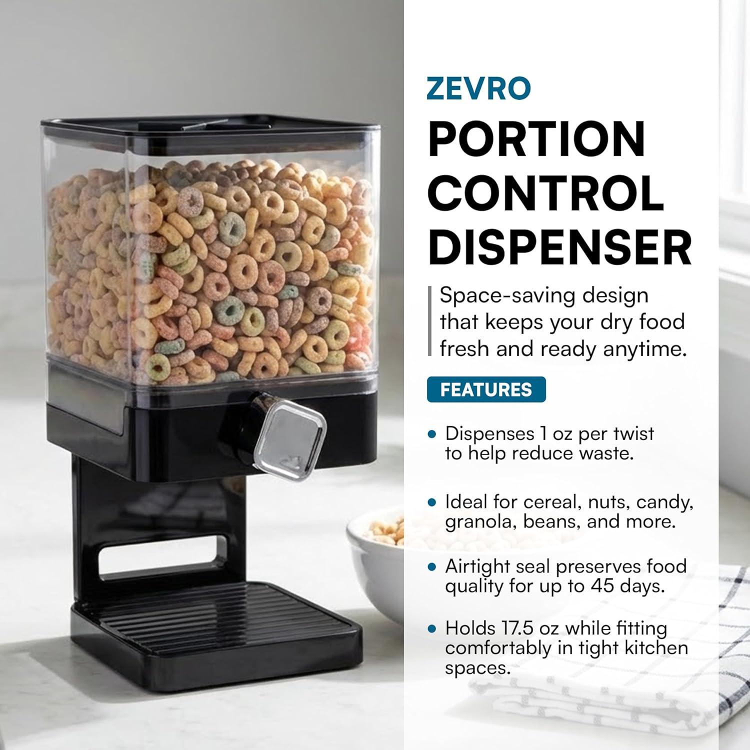 imageHoneyCanDo Zevro Compact Dry Food Dispenser Single Control BlackChromeSingle Dispenser