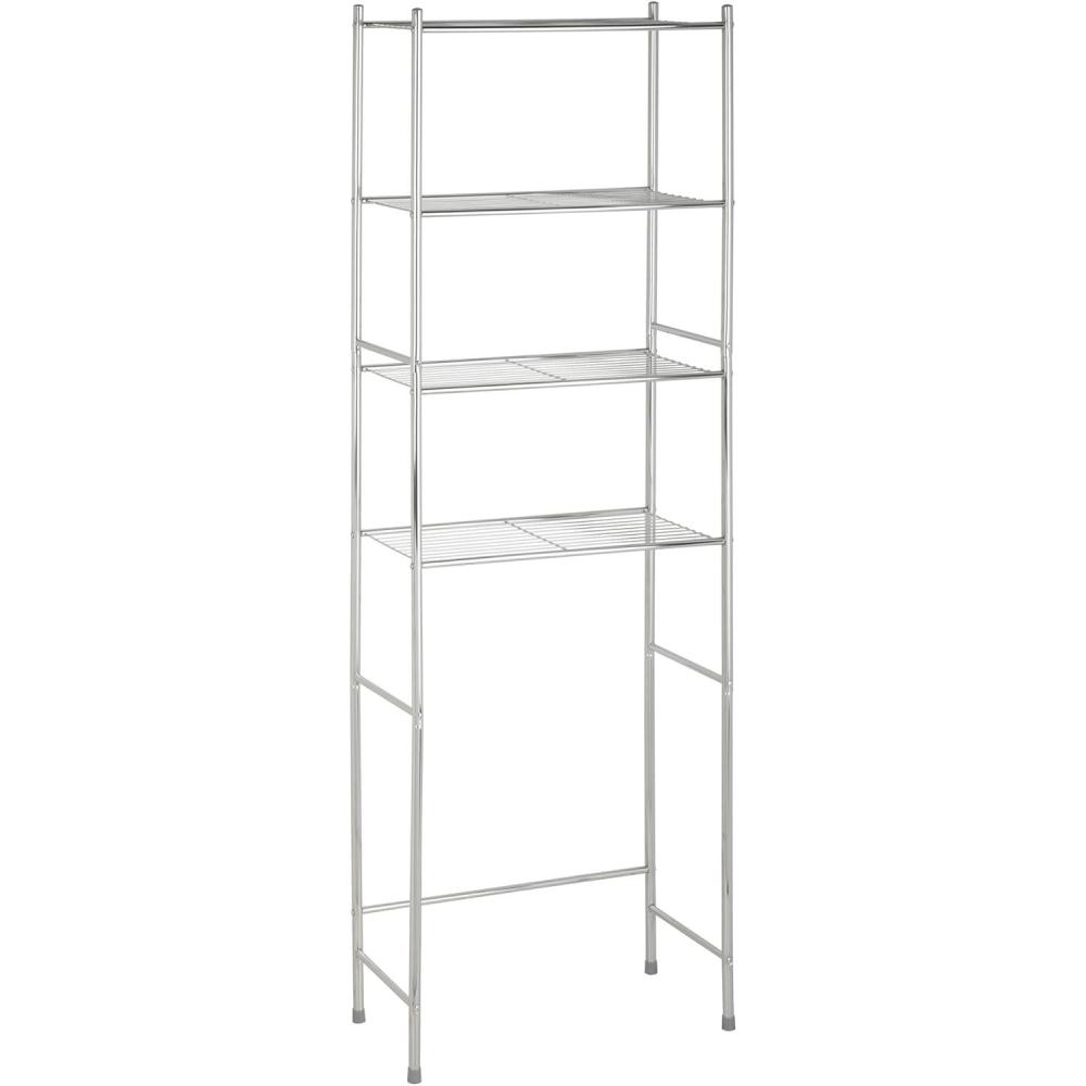 imageHoneyCanDo 4Tier OverTheToilet Storage Shelf  SpaceSaving Steel Bathroom Restroom Organizer with Neutral Chrome Finish Ideal for Towels Toiletries amp Essentials  24W x 68H x 11D