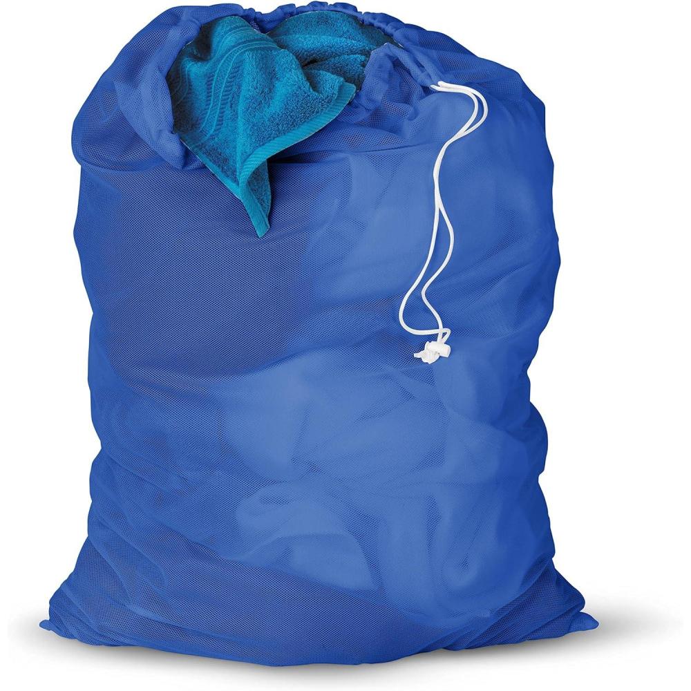 imageHoneyCanDo LBG02811 Mesh Laundry Bag with Drawstring Ocean Blue 25inches L x 36Inches HBlue