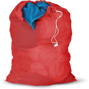 Honey-Can-Do LBG-02811 Mesh Laundry Bag with Drawstring, Ocean Blue, 25-inches L x 36-Inches H(Red)