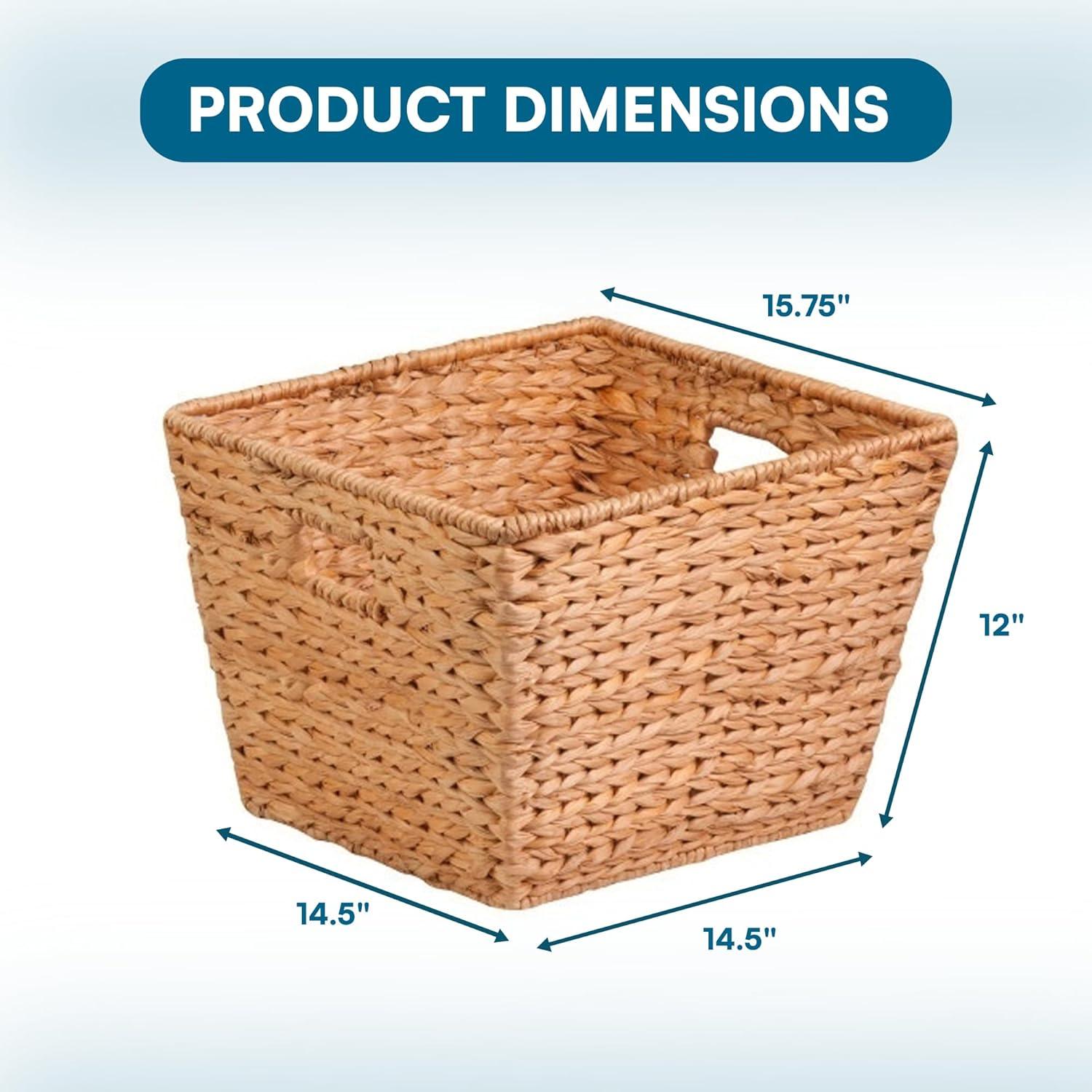 imageHoneyCanDo Natural Water Hyacinth Tall Storage Basket with BuiltIn Handles 1575 x 145 x 12 in Handwoven EcoFriendly Bin15 L x 15 W x 12 H