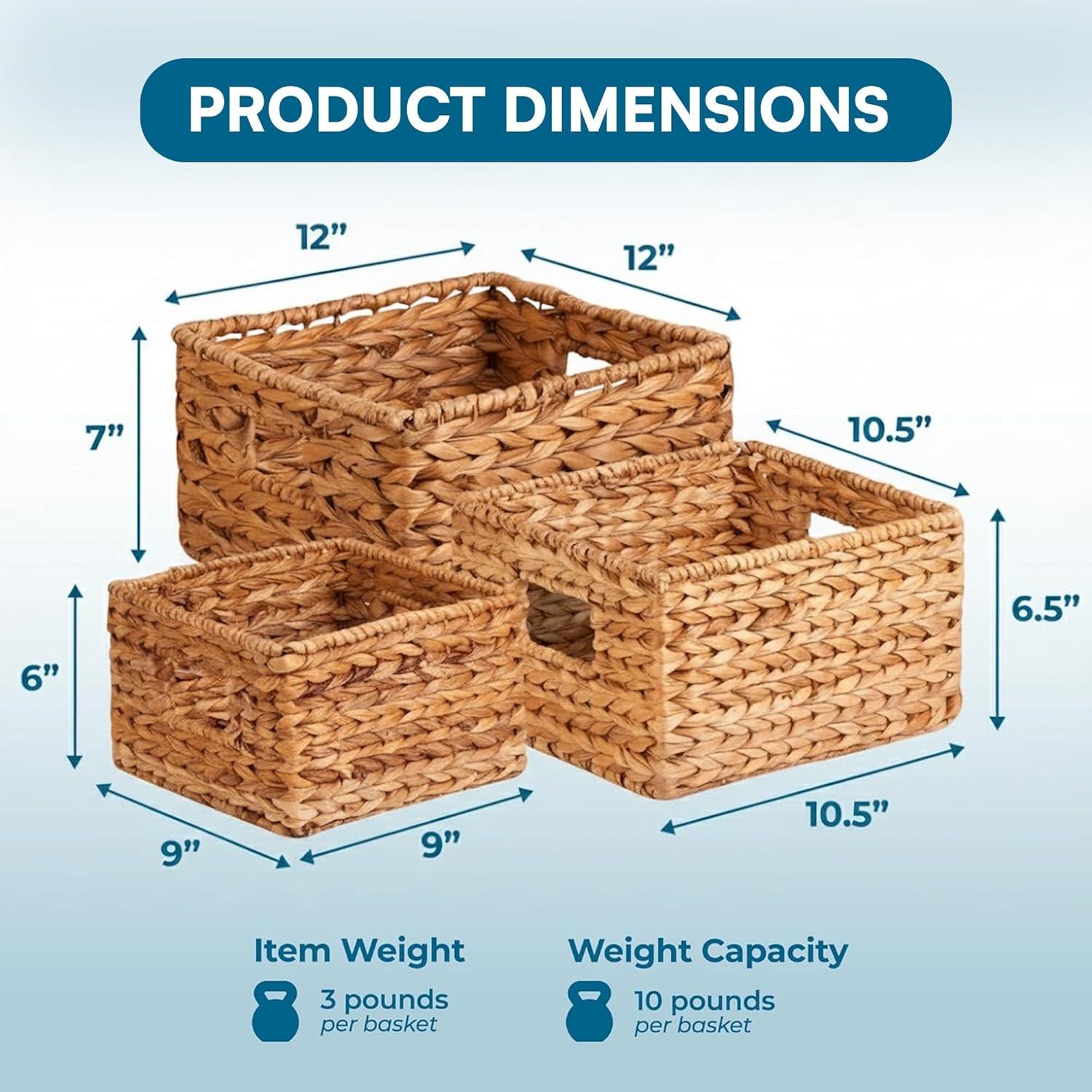 imageHoneyCanDo Natural Water Hyacinth Tall Storage Basket with BuiltIn Handles 1575 x 145 x 12 in Handwoven EcoFriendly Bin9 L x 9 W x 6 H