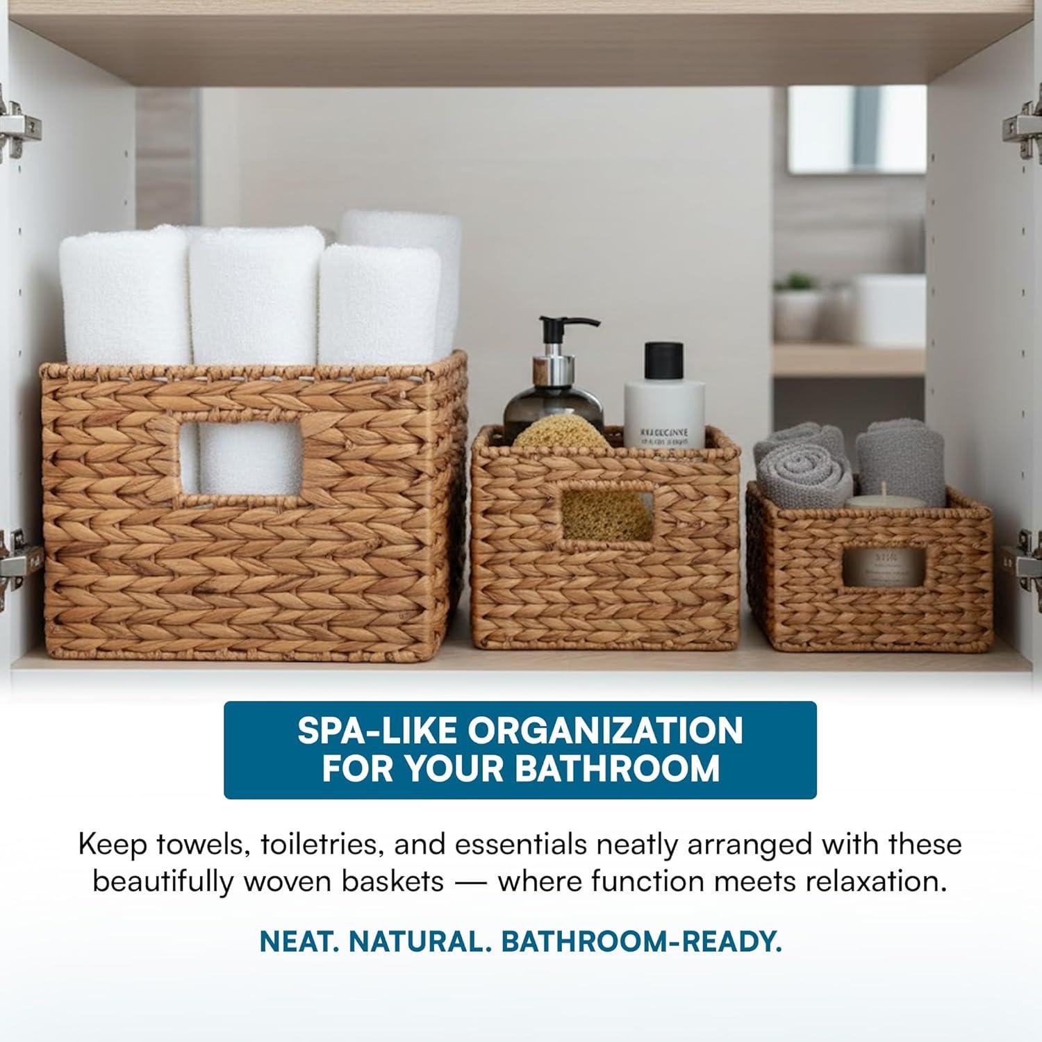 imageHoneyCanDo Natural Water Hyacinth Tall Storage Basket with BuiltIn Handles 1575 x 145 x 12 in Handwoven EcoFriendly Bin9 L x 9 W x 6 H