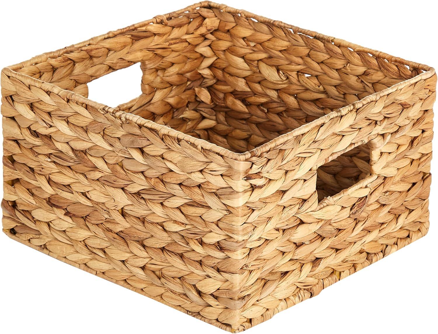 imageHoneyCanDo Natural Water Hyacinth Tall Storage Basket with BuiltIn Handles 1575 x 145 x 12 in Handwoven EcoFriendly Bin9 L x 9 W x 6 H