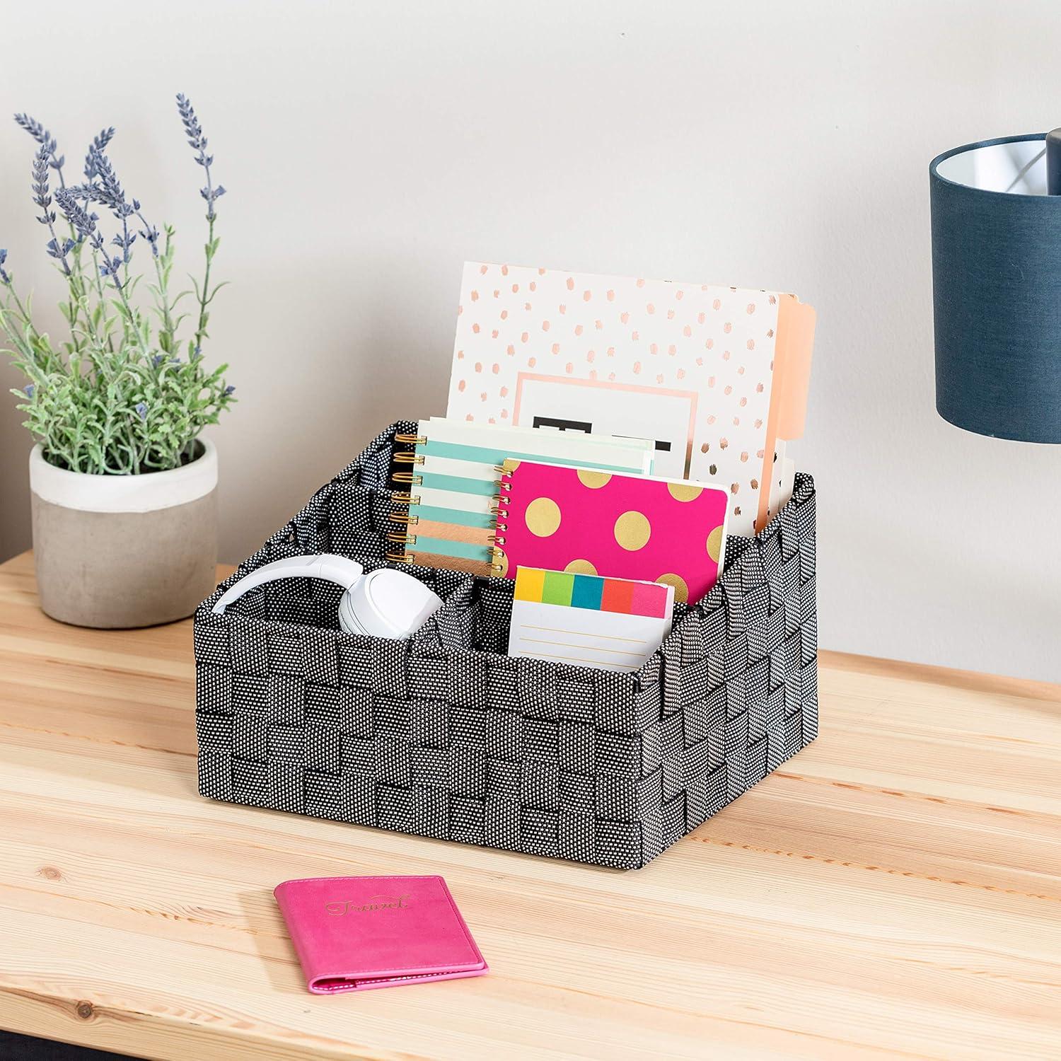 imageHoneyCanDo OFC03611 Woven Mail and File Desk Organizer 12 x 1025 x 7 Espresso BrownSaltPepper