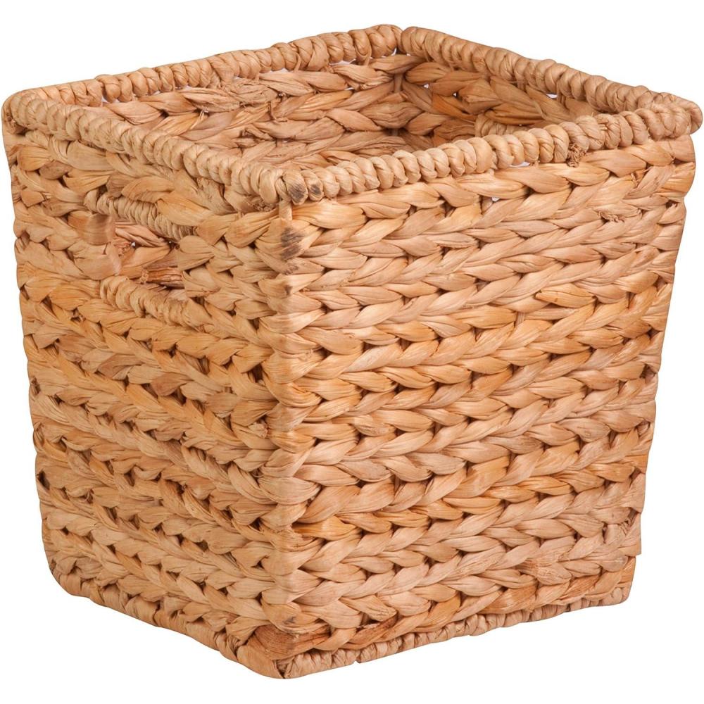 imageHoneyCanDo Natural Water Hyacinth Tall Storage Basket with BuiltIn Handles 1575 x 145 x 12 in Handwoven EcoFriendly Bin105 L X 105 W X 65 H