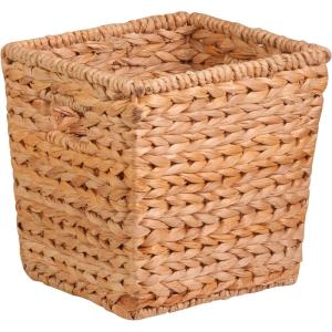 Honey-Can-Do Natural Water Hyacinth Tall Storage Basket with Built-In Handles, 15.75 x 14.5 x 12 in, Handwoven Eco-Friendly Bin(10.5″ L X 10.5″ W X 6.5″ H)