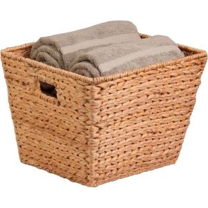 Honey-Can-Do Natural Water Hyacinth Tall Storage Basket with Built-In Handles, 15.75 x 14.5 x 12 in, Handwoven Eco-Friendly Bin(15″ L x 15″ W x 12″ H)