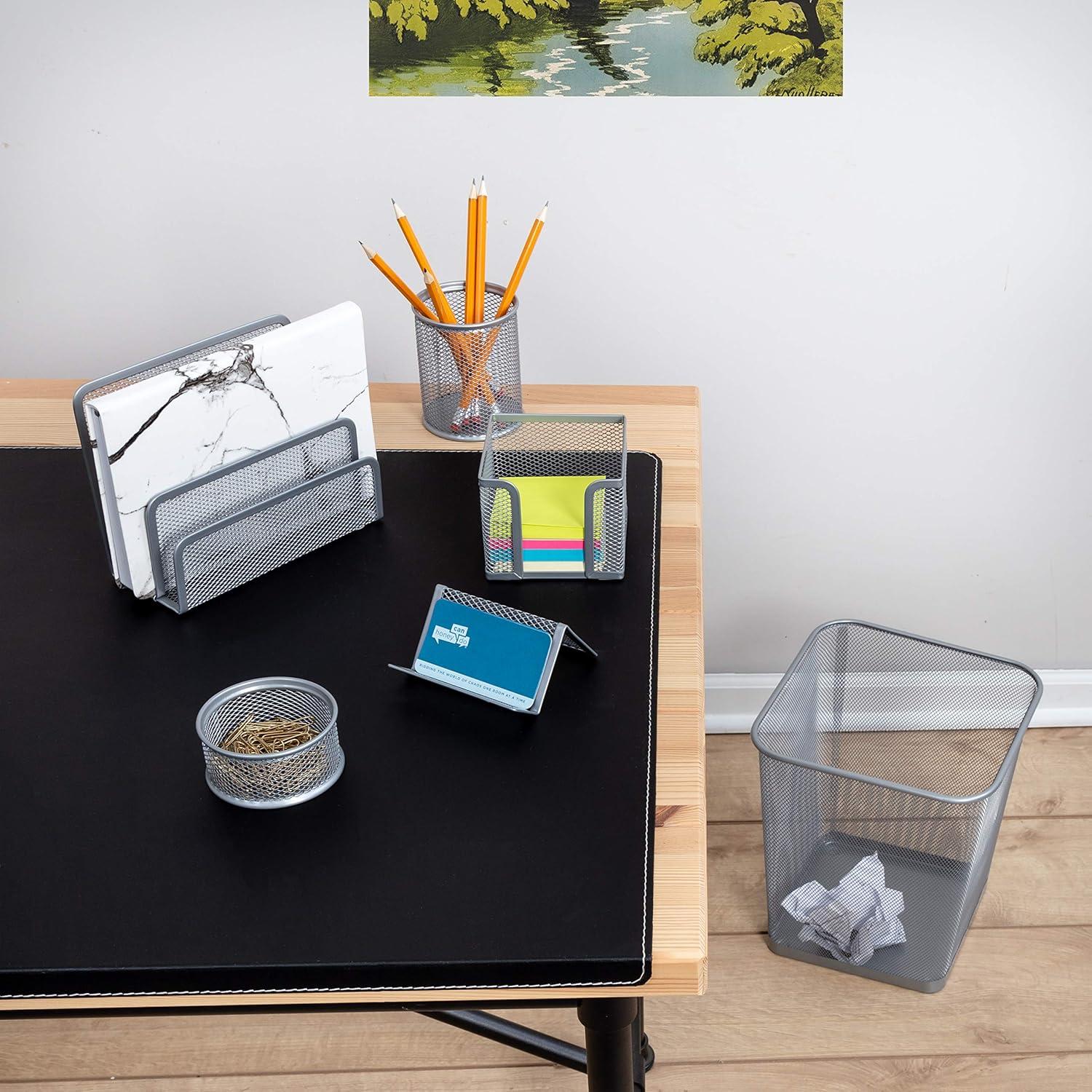 imageHoneyCanDo Mesh Desk Set Silver OFC06206 Silver 108 x 124 6 PcsSilver