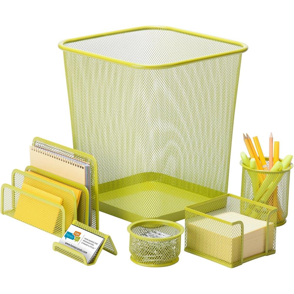 imageHoneyCanDo Mesh Desk Set Silver OFC06206 Silver 108 x 124 6 PcsLime