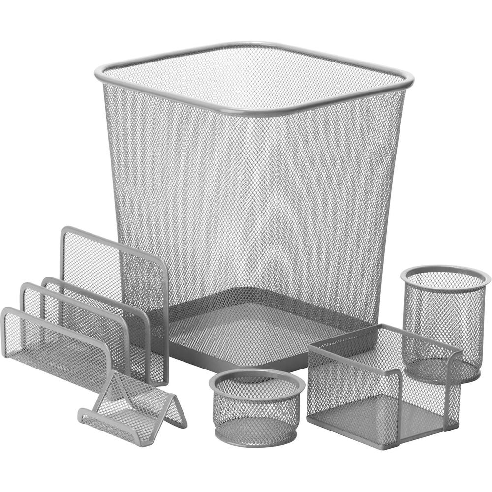 imageHoneyCanDo Mesh Desk Set Silver OFC06206 Silver 108 x 124 6 PcsSilver