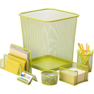 Honey-Can-Do Mesh Desk Set, Silver OFC-06206 Silver, 10.8″ x 12.4″, 6 Pcs(Lime)