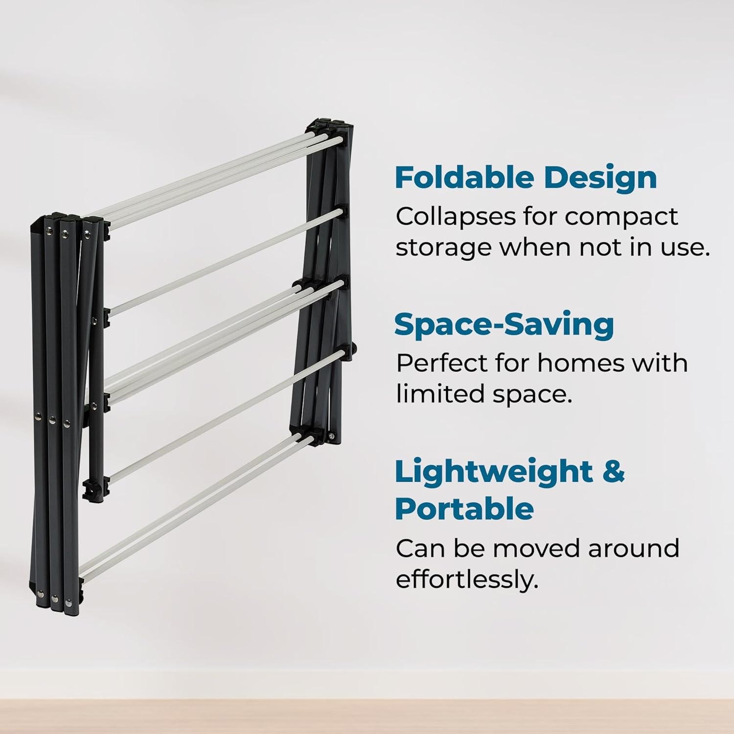 imageHoneyCanDo 3Tier Folding Metal Clothes Drying Rack Portable Accordion Laundry Drying Stand 16 Ft Drying Capacity Compact SpaceSaving Design for Apartments amp Small Spaces29 W