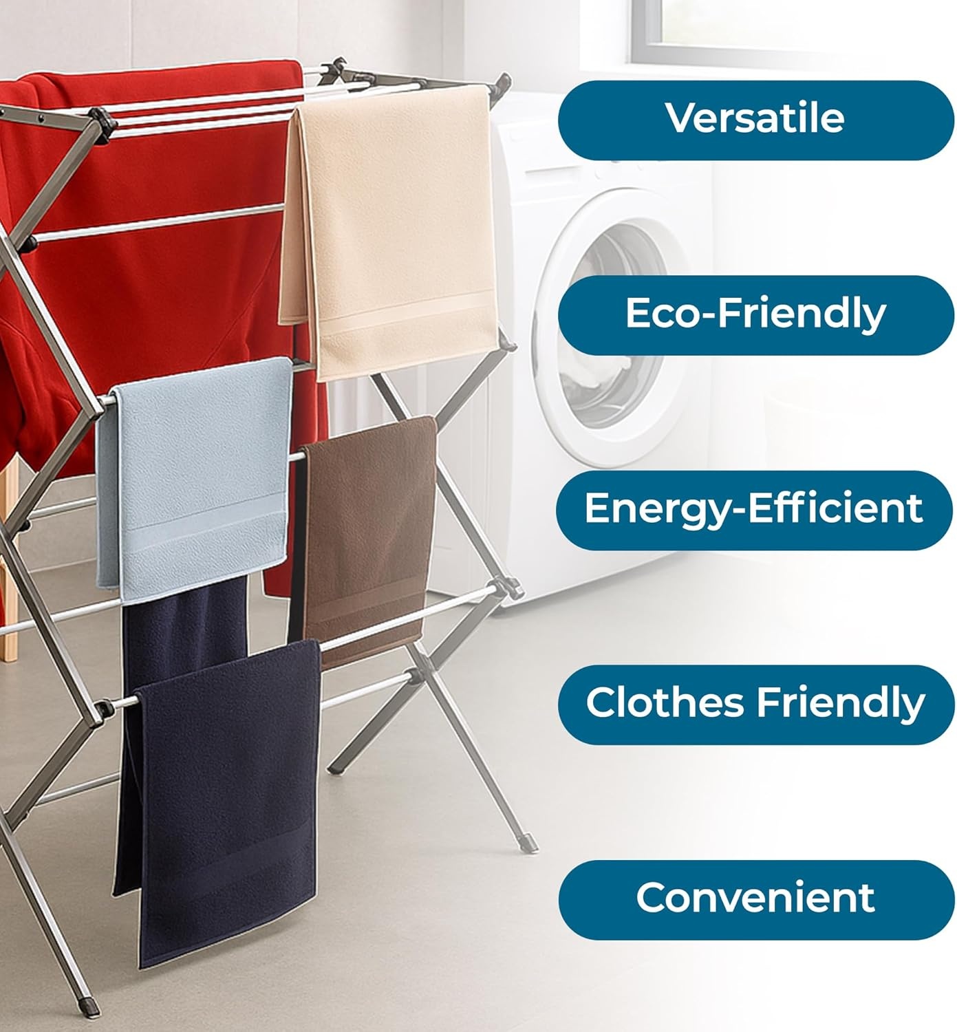 imageHoneyCanDo 3Tier Folding Metal Clothes Drying Rack Portable Accordion Laundry Drying Stand 16 Ft Drying Capacity Compact SpaceSaving Design for Apartments amp Small Spaces29 W