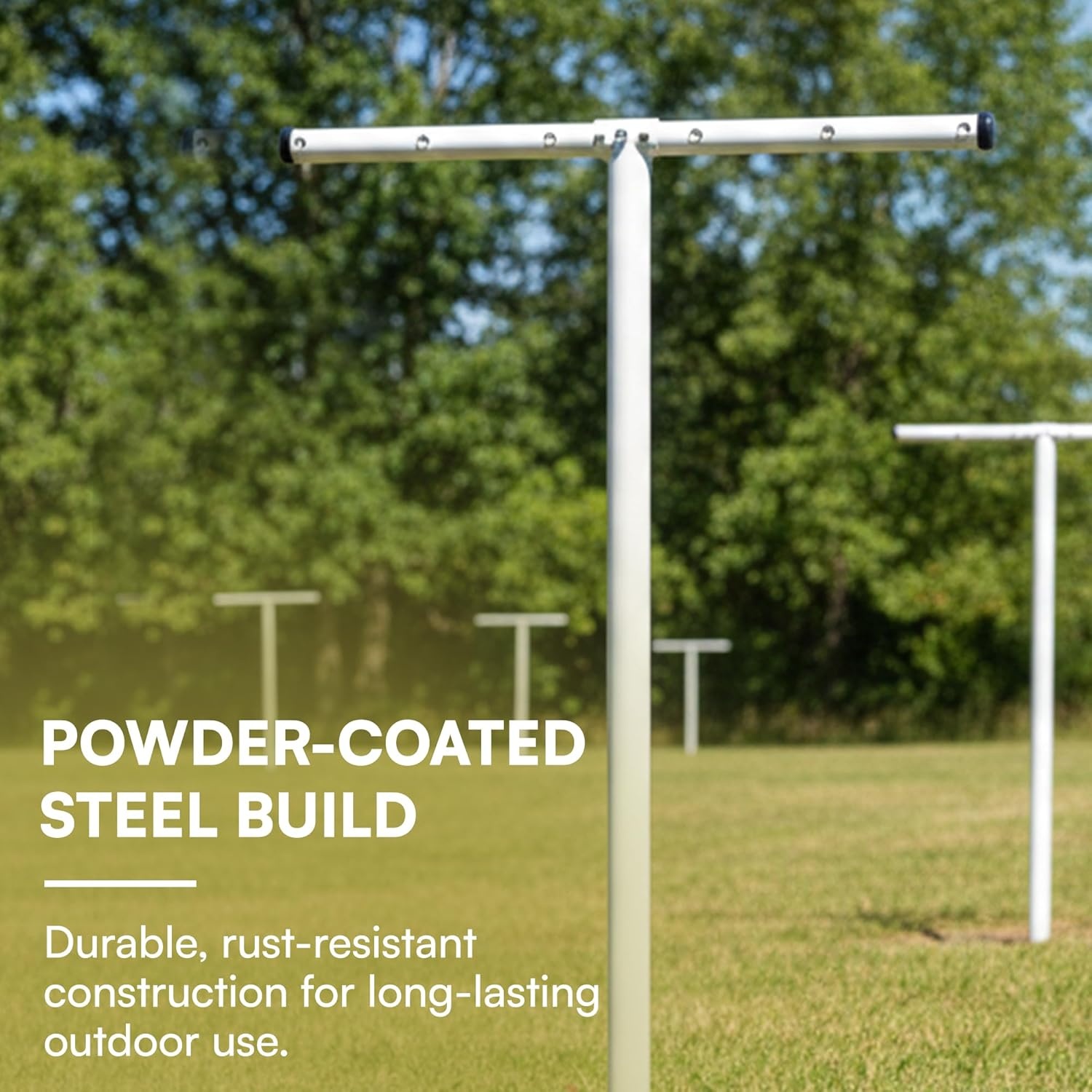 imageHoneyCanDo 7Line Outdoor Clothes Drying Pole Weatherproof TPost Clothesline for Backyard amp Garden Large Capacity Air Dryer for Sheets Towels amp Apparel