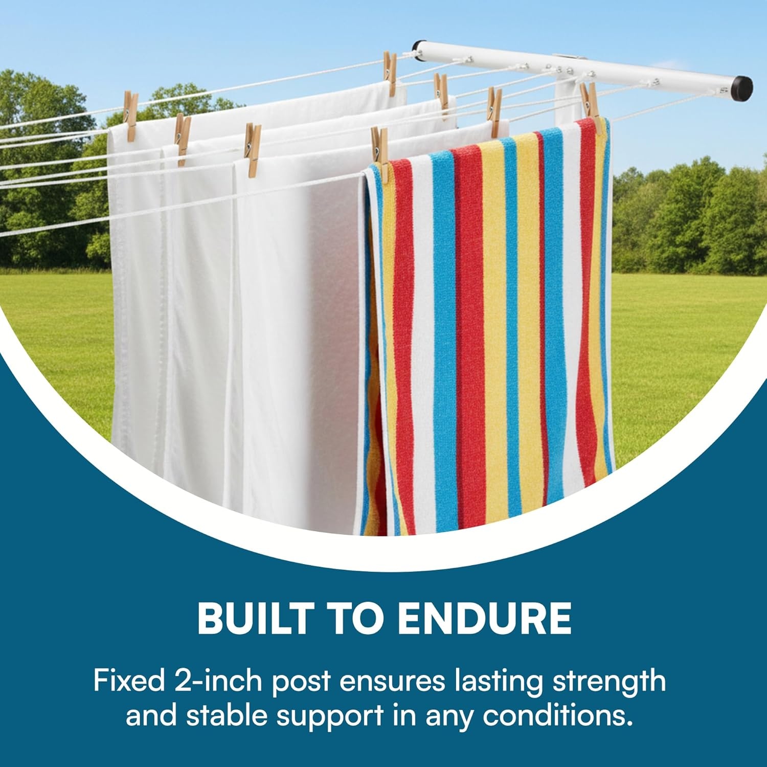 imageHoneyCanDo 7Line Outdoor Clothes Drying Pole Weatherproof TPost Clothesline for Backyard amp Garden Large Capacity Air Dryer for Sheets Towels amp Apparel