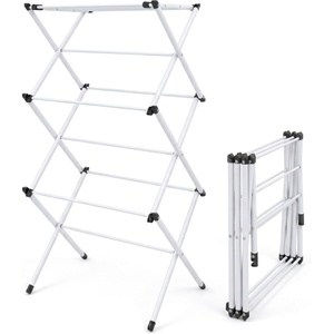 Honey-Can-Do 3-Tier Folding Metal Clothes Drying Rack – Portable Accordion Laundry Drying Stand – 16 Ft Drying Capacity – Compact Space-Saving Design for Apartments & Small Spaces(21″ W)